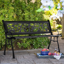 Load image into Gallery viewer, Outdoor 2-3 Seater Garden Bench Porch Metal Seat Patio Chair Armrest Park Seat