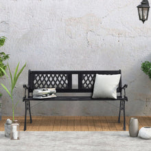 Load image into Gallery viewer, Metal&Wood Garden Bench Seat Patio 2-3 Seater Armrest Chair Iron Outdoor Seating -2 Style