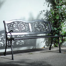 Load image into Gallery viewer, 2-Seater Black Wooden Garden Bench Patio Park Steel Porch Path Chair Outdoor