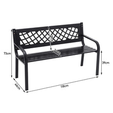 Load image into Gallery viewer, Garden Bench 2-3 Seater Metal Armrest Chair Wood Seat Backrest Patio Outdoor