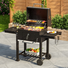 Load image into Gallery viewer, Large BBQ Grills Stove Trolley Barbecue Cart Built in Thermometer with Wheels-2 Size