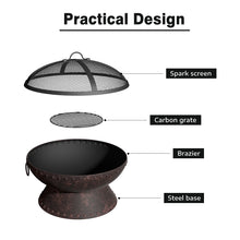 Load image into Gallery viewer, Outdoor Fire Pit BBQ Firepit Brazier Garden Round Heater Stove Patio Barbecues Grill