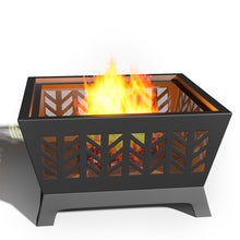 Load image into Gallery viewer, Fire Pit Wood Burning Garden Fire Pits w/ Spark Screen Cover & Poker