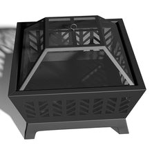 Load image into Gallery viewer, Fire Pit Wood Burning Garden Fire Pits w/ Spark Screen Cover & Poker