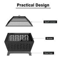 Load image into Gallery viewer, Fire Pit Wood Burning Garden Fire Pits w/ Spark Screen Cover & Poker