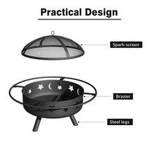 Load image into Gallery viewer, Outdoor Round Fire Pit BBQ Fire Pit Brazier Garden Patio Heater With Dust Mesh