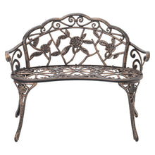 Load image into Gallery viewer, Copper Rose Cast Iron Park Bench Vintage Seating Garden Chairs Outdoor Furniture