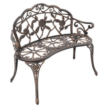 Load image into Gallery viewer, Copper Rose Cast Iron Park Bench Vintage Seating Garden Chairs Outdoor Furniture