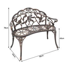 Load image into Gallery viewer, Copper Rose Cast Iron Park Bench Vintage Seating Garden Chairs Outdoor Furniture