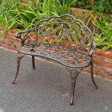 Load image into Gallery viewer, Copper Rose Cast Iron Park Bench Vintage Seating Garden Chairs Outdoor Furniture