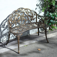 Load image into Gallery viewer, Copper Rose Cast Iron Park Bench Vintage Seating Garden Chairs Outdoor Furniture