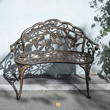 Load image into Gallery viewer, Copper Rose Cast Iron Park Bench Vintage Seating Garden Chairs Outdoor Furniture