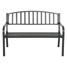 Load image into Gallery viewer, Black Garden Bench Patio Chair Cast Iron Metal Slat Seat Backrest Outdoor Picnic