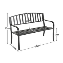 Load image into Gallery viewer, Black Garden Bench Patio Chair Cast Iron Metal Slat Seat Backrest Outdoor Picnic