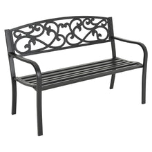 Load image into Gallery viewer, Cast Iron Garden Bench with Curved Vines 3-Seater Parkyard Furniture Black