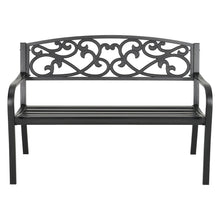 Load image into Gallery viewer, Cast Iron Garden Bench with Curved Vines 3-Seater Parkyard Furniture Black