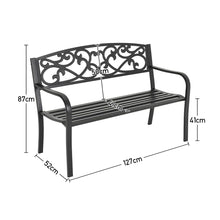 Load image into Gallery viewer, Cast Iron Garden Bench with Curved Vines 3-Seater Parkyard Furniture Black
