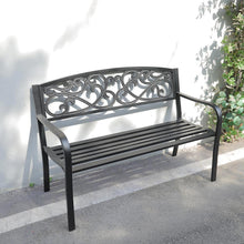 Load image into Gallery viewer, Cast Iron Garden Bench with Curved Vines 3-Seater Parkyard Furniture Black
