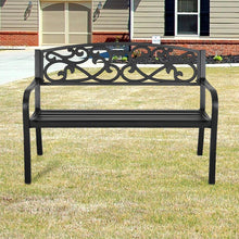 Load image into Gallery viewer, Cast Iron Garden Bench with Curved Vines 3-Seater Parkyard Furniture Black