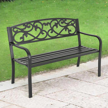 Load image into Gallery viewer, Cast Iron Garden Bench with Curved Vines 3-Seater Parkyard Furniture Black