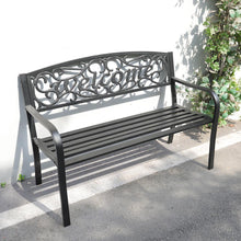 Load image into Gallery viewer, Modern Garden Bench Cast Iron Backrest Welcome Design Outdoor Patio Chair Seat