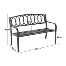 Load image into Gallery viewer, Garden Bench Porch Chair Furniture Patio Park Loveseat Cast Iron Metal Outdoor Bench Black