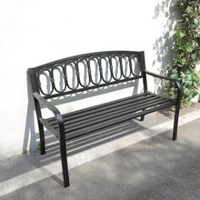 Load image into Gallery viewer, Garden Bench Porch Chair Furniture Patio Park Loveseat Cast Iron Metal Outdoor Bench Black