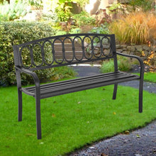 Load image into Gallery viewer, Garden Bench Porch Chair Furniture Patio Park Loveseat Cast Iron Metal Outdoor Bench Black