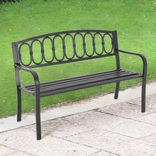 Load image into Gallery viewer, Garden Bench Porch Chair Furniture Patio Park Loveseat Cast Iron Metal Outdoor Bench Black
