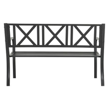 Load image into Gallery viewer, Cast Iron Garden Bench with X-Shaped Pattern 3-Seater Parkyard Seating