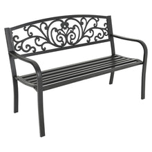 Load image into Gallery viewer, Cast Iron Garden Bench with Heart Ornament 3-Seater Parkyard Seating