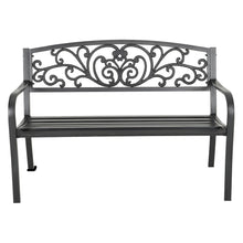 Load image into Gallery viewer, Cast Iron Garden Bench with Heart Ornament 3-Seater Parkyard Seating