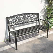 Load image into Gallery viewer, Cast Iron Garden Bench with Heart Ornament 3-Seater Parkyard Seating