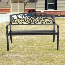 Load image into Gallery viewer, Cast Iron Garden Bench with Heart Ornament 3-Seater Parkyard Seating