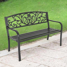 Load image into Gallery viewer, Cast Iron Garden Bench with Heart Ornament 3-Seater Parkyard Seating