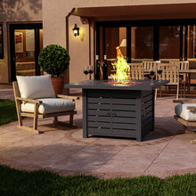 Load image into Gallery viewer, 99cm H Steel Propane Fire Pit Square Outdoor Propane Fire Pit Table