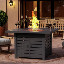 Load image into Gallery viewer, 99cm H Steel Propane Fire Pit Square Outdoor Propane Fire Pit Table