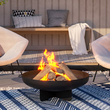 Load image into Gallery viewer, Round Fire Pit Corten Steel Bowl & Stand Outdoor Camping Patio Heater Log Burner