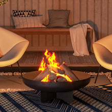 Load image into Gallery viewer, Round Fire Pit Corten Steel Bowl & Stand Outdoor Camping Patio Heater Log Burner