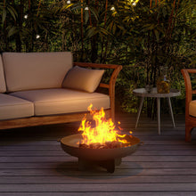 Load image into Gallery viewer, Round Fire Pit Corten Steel Bowl & Stand Outdoor Camping Patio Heater Log Burner