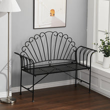 Load image into Gallery viewer, Metal Garden Bench 2-Seater Outdoor Patio Chair Furniture