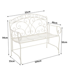 Load image into Gallery viewer, Metal Garden Bench Folding 2 Seater Chair Bench Outdoor Seating Furniture