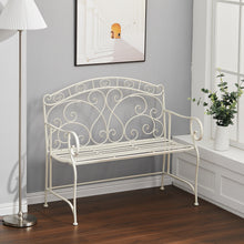 Load image into Gallery viewer, Metal Garden Bench Folding 2 Seater Chair Bench Outdoor Seating Furniture