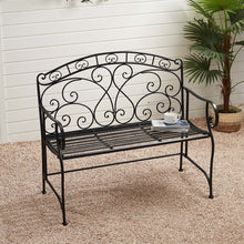 Load image into Gallery viewer, Metal Garden Bench Folding 2 Seater Chair Bench Outdoor Seating Furniture