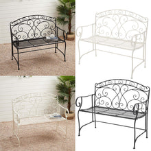 Load image into Gallery viewer, Metal Garden Bench Folding 2 Seater Chair Bench Outdoor Seating Furniture
