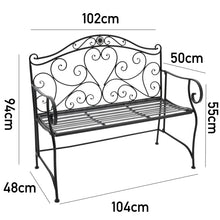 Load image into Gallery viewer, Iron 2 Seater Garden Bench Patio Chair