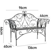 Load image into Gallery viewer, Metal Garden Bench 2-Seater Outdoor Patio Chair Furniture