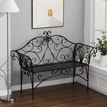 Load image into Gallery viewer, Metal Garden Bench 2-Seater Outdoor Patio Chair Furniture