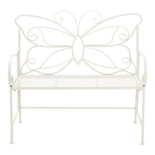 Load image into Gallery viewer, White Butterfly Iron Metal 2 Seats Garden Patio Bench Seat