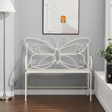 Load image into Gallery viewer, White Butterfly Iron Metal 2 Seats Garden Patio Bench Seat